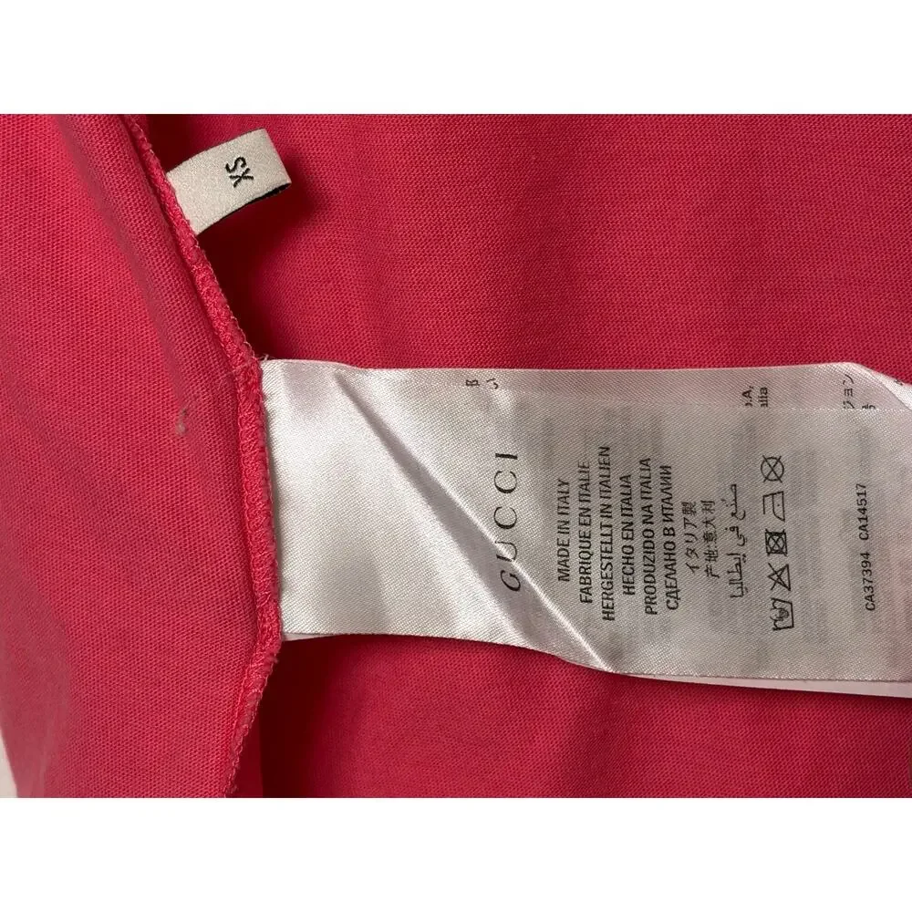 Gucci Pink Tennis Racket Embroidered T-shirt  - Size XS